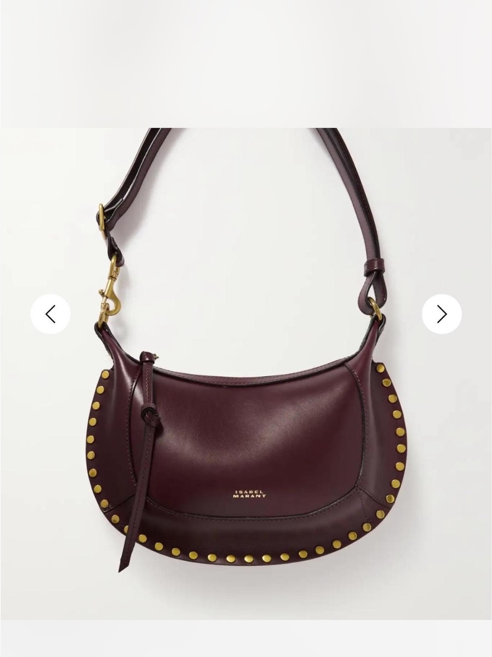 ISABEL MARANT
Oskan Moon studded leather shoulder bag
Burgundy color - Picture 1 of 6